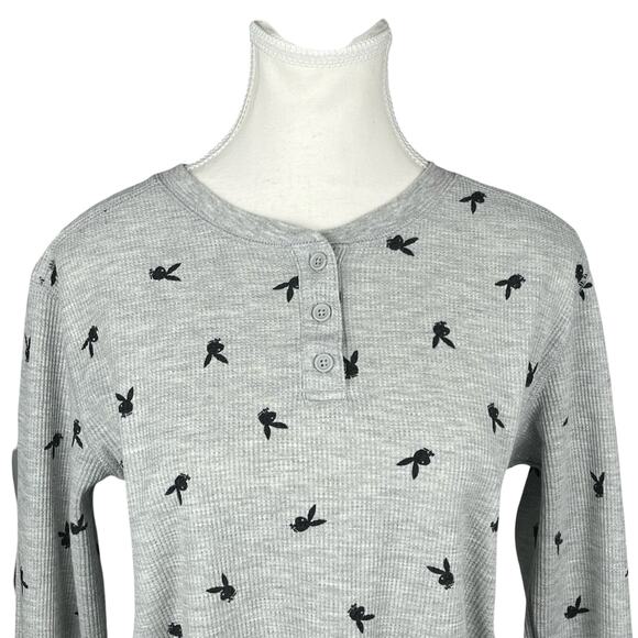 PLAYBOY by PACSUN Womens Medium Gray Thermal Waffle Crop Top Pajama Pant Set‎ - Picture 3 of 7